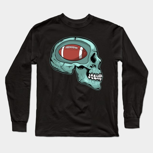 American Football Player Skull for Fantasy Football Fans Long Sleeve T-Shirt by Acroxth